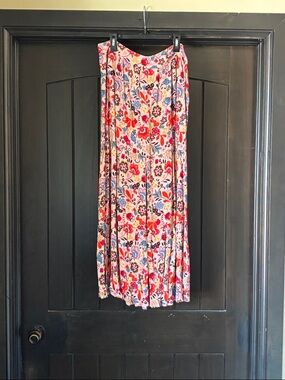 Boden Floral Maxi Skirt in Pink, Red, and Blue